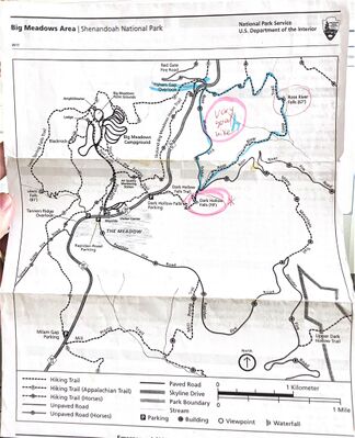 Rose River and Dark Hollow Falls Map.